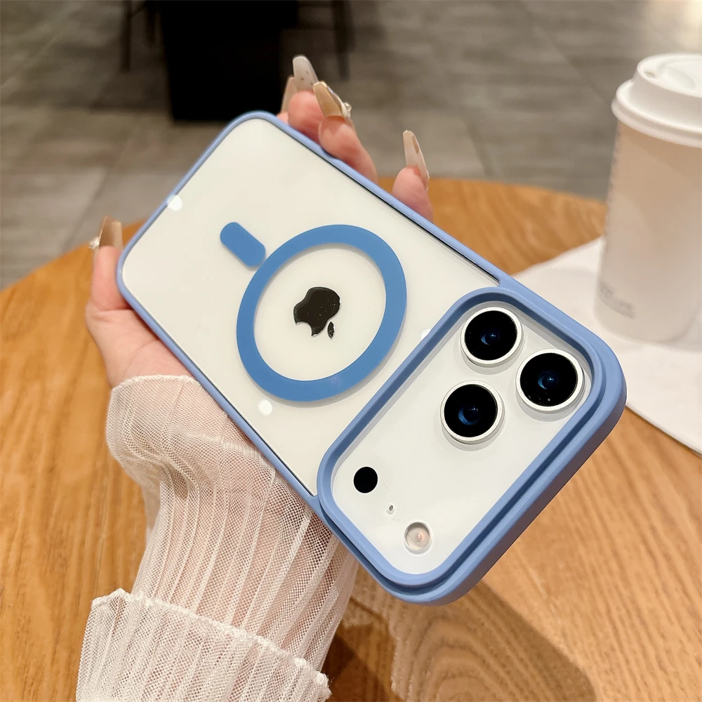 고급 투명 아크릴 강력 자석 아이폰 17 16E 15 14 13 12 Pro Max Plus 무선 충전 보호 케이스