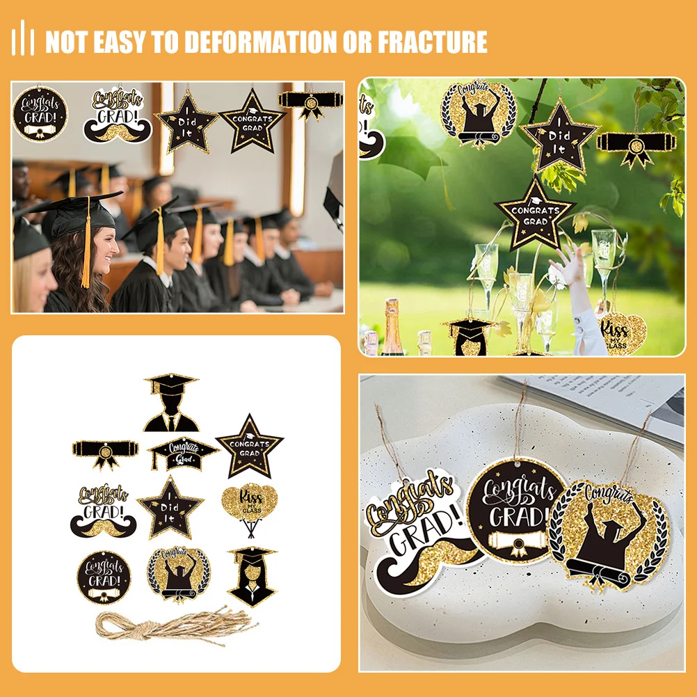 

1Set Graduation Paper Tags 2024 Decorations Hanging Sign Jute Rope Home Classroom Party Favor Graduation Paper Tags