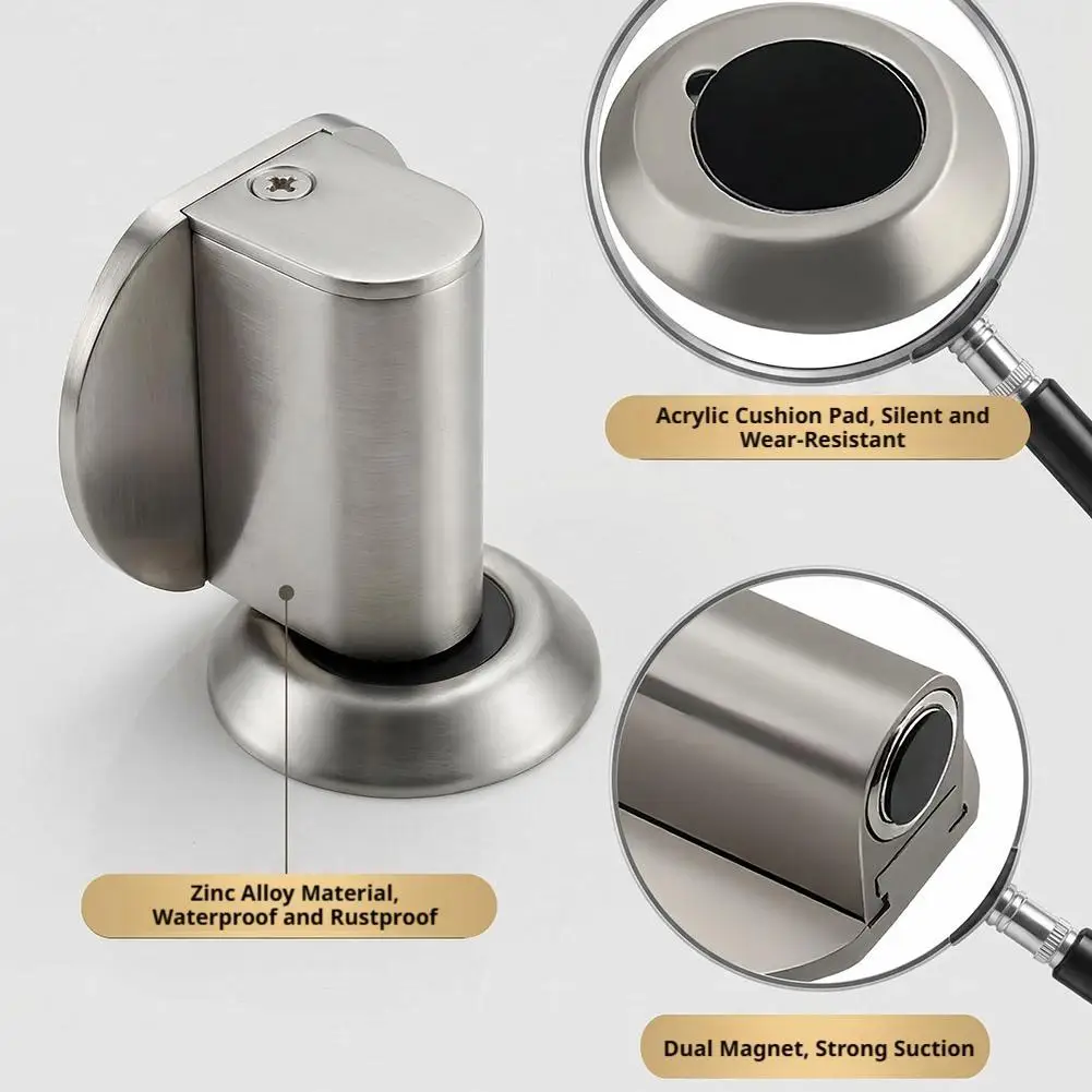 Metal Portable Door Stopper Magnetic Door Stopper Height-adjustable 5–22mm No Drilling For Door, Floor, Wall Hardware Door Buffe