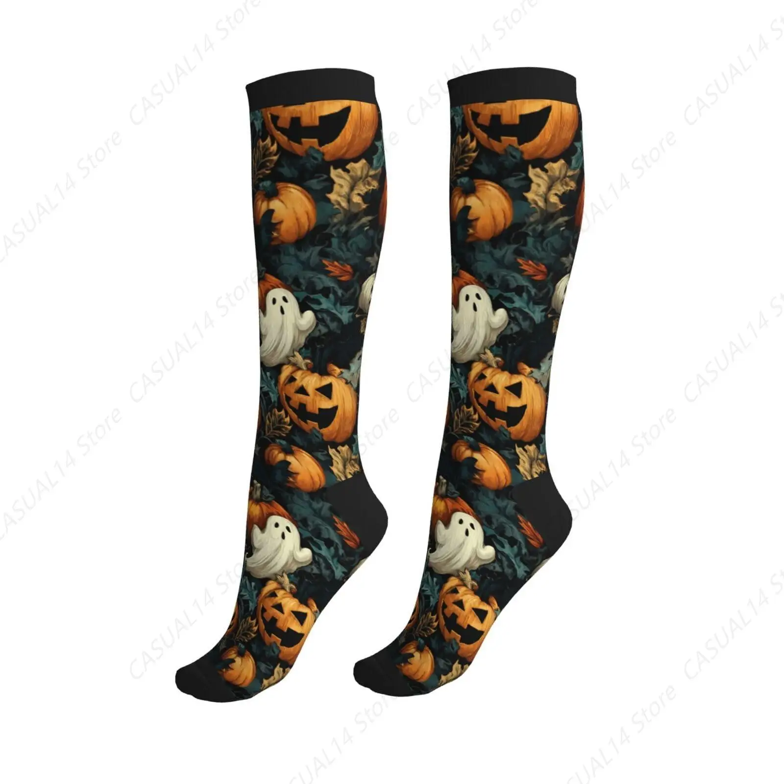 

Компрессионные носки на Хэллоуин, носки до колена с поддержкой кровообращения для женщин и мужчин, спортивные, беговые, рабочие, пешие прогулки, велоспорт, путешествия