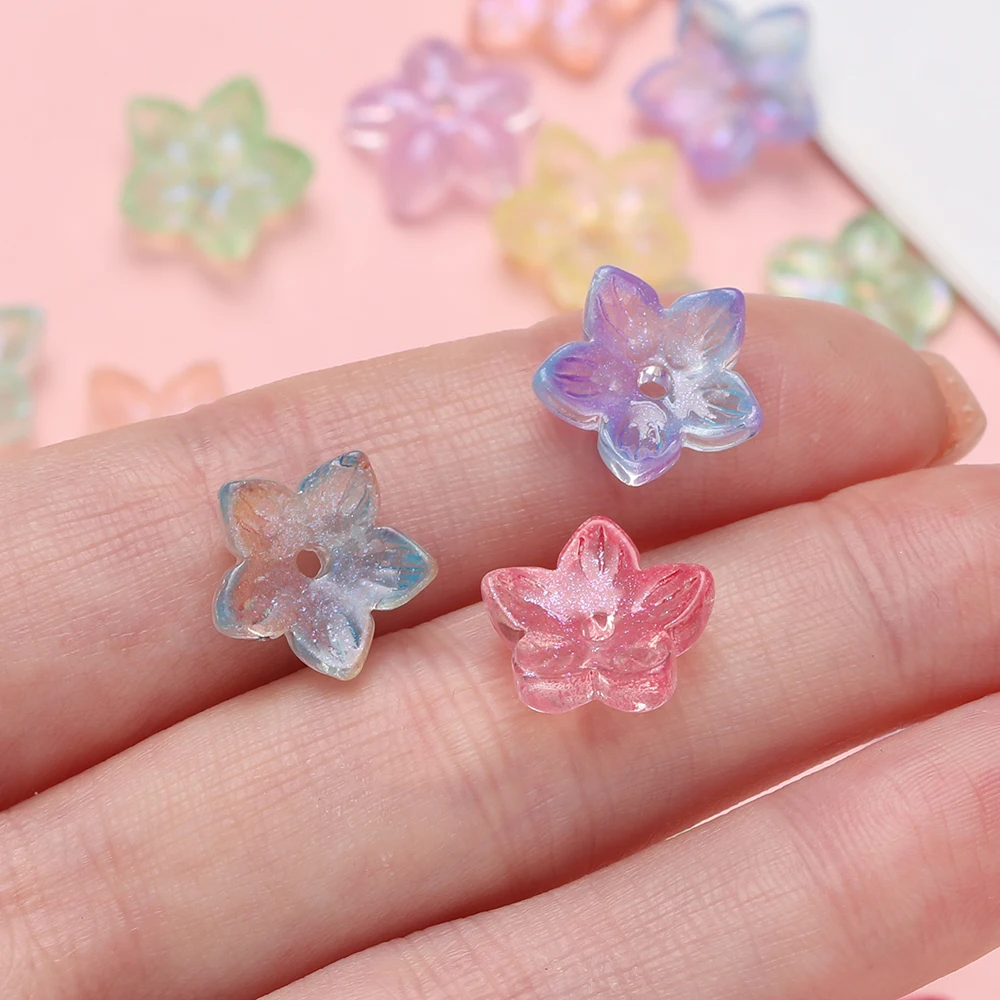 

20pcs Gradient Flower Lampwork Beads Bellflower Glass Spacer Beads Caps for DIY Charms Bracelets Jewelry Making Findings