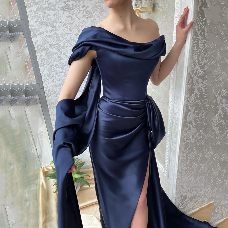 Thinyfull Sexy Mermaid Prom Dresses 2023 Off The Shoulder Evening Dress Saudi Arabia High Split Cocktail Party Gowns Custom Size