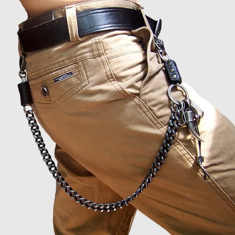 Skull-shaped Metal Waist Chain Hip-hop Punk Jeans Pants Trousers Waist Chain Biker Keychain Props for Stage Performance Props