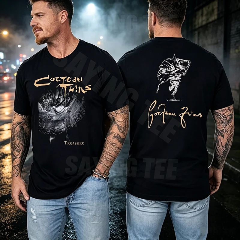 Cocteau Twins T-Shirt Treasure 4AD This Mortal Coil Gewaschenes Kurzarm-Baumwoll-Shirt für Herren mit Grafikdruck Vintage-Kleidung – Detail 9
