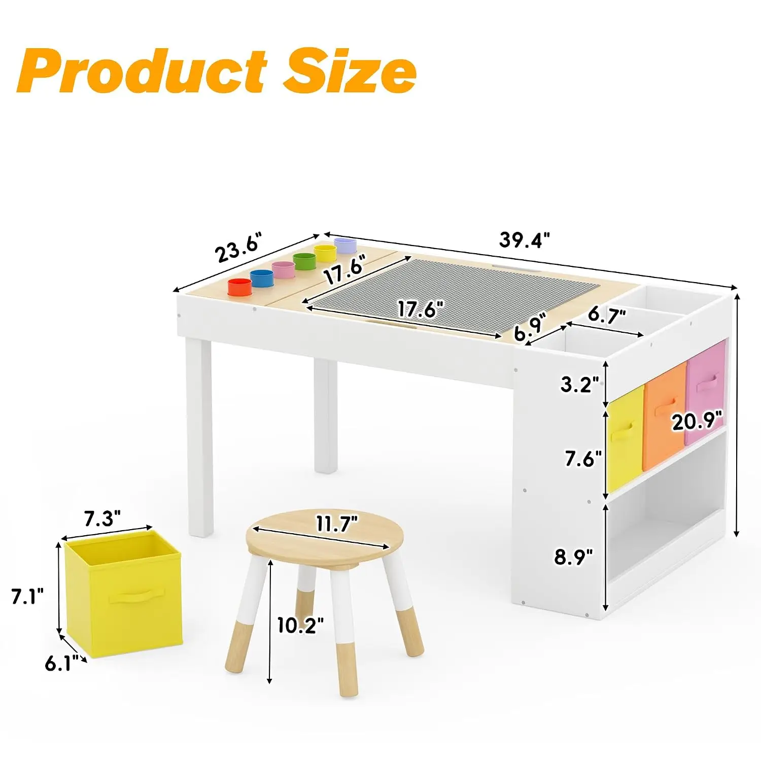 Kids Art Table Chair Set with Storage Bins Paper Roll for Drawing Learning, Toddler Desk Home 39x23", Customized image 6