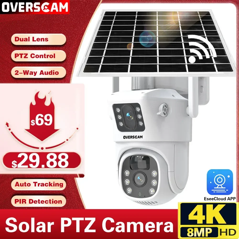 

Wifi Solar PTZ Camera 2.4G WiFi IP CCTV Surveillance Cameras 360 Monito Smart Home Security Protection PIR Humanoid Detection