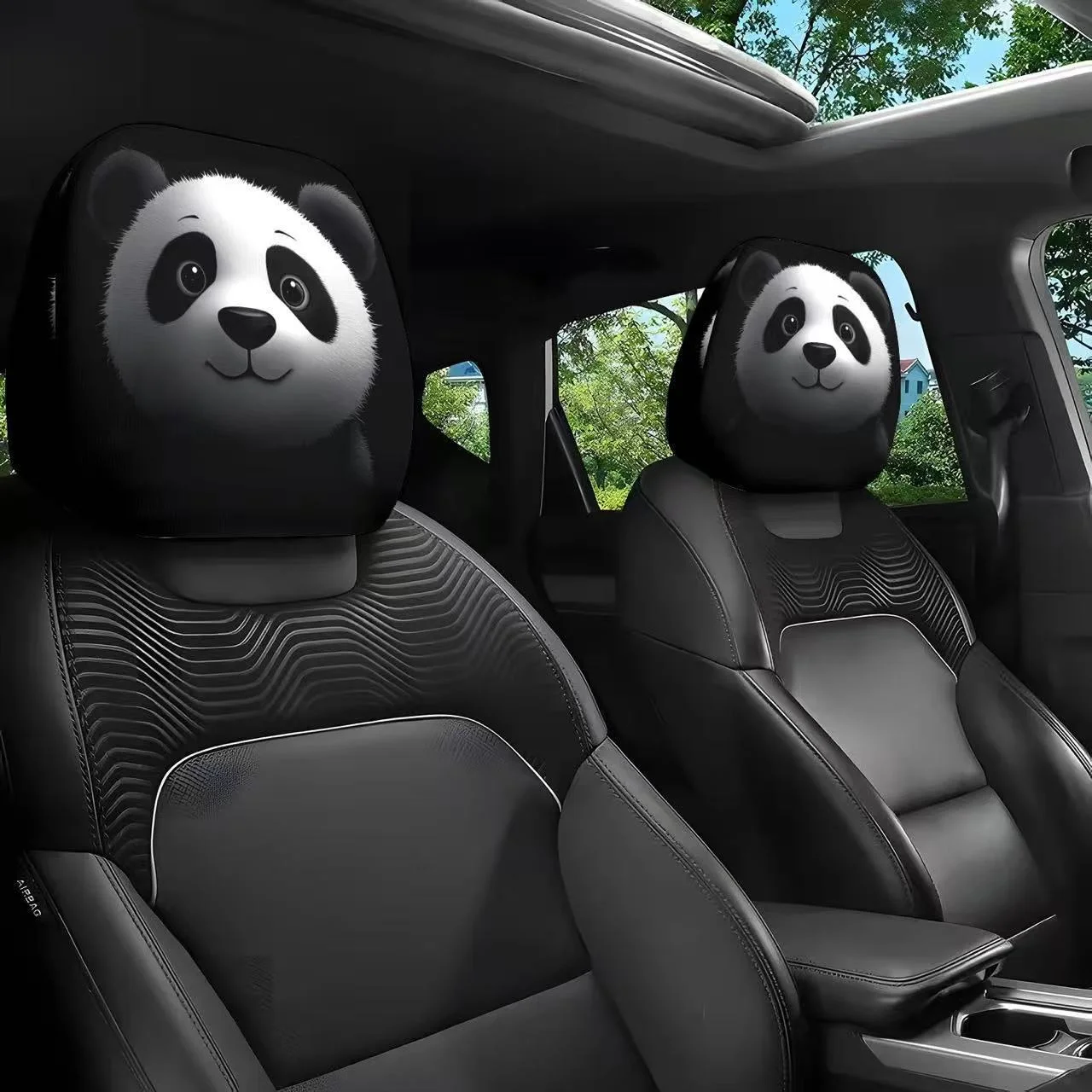 

Чехол на подголовник автомобиля с принтом мультяшной панды, универсальный, для Хэллоуина, милый мультяшный дизайн, подходит для всех сезонов