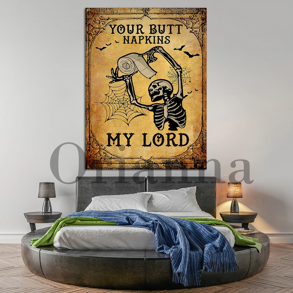 Skeleton Your Butt Napkins My Lord Canvas Poster Funny Skeleton Butt Napkins Bathroom Poster, Funny Skeleton Bathroom Wall Decor