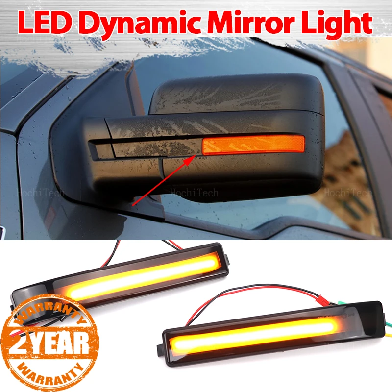 Luz LED de intermitente dinámica ahumada, luz intermitente para espejo lateral para Ford F150 F-150 SVT Raptor 2010 2011 2012 2013 2014