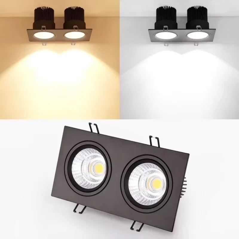 

Square Bright Recessed white black LED Dimmable Downlight COB5W 10W 15W 18W LED Spot light Ceiling Lamp Indoor Home Decoration