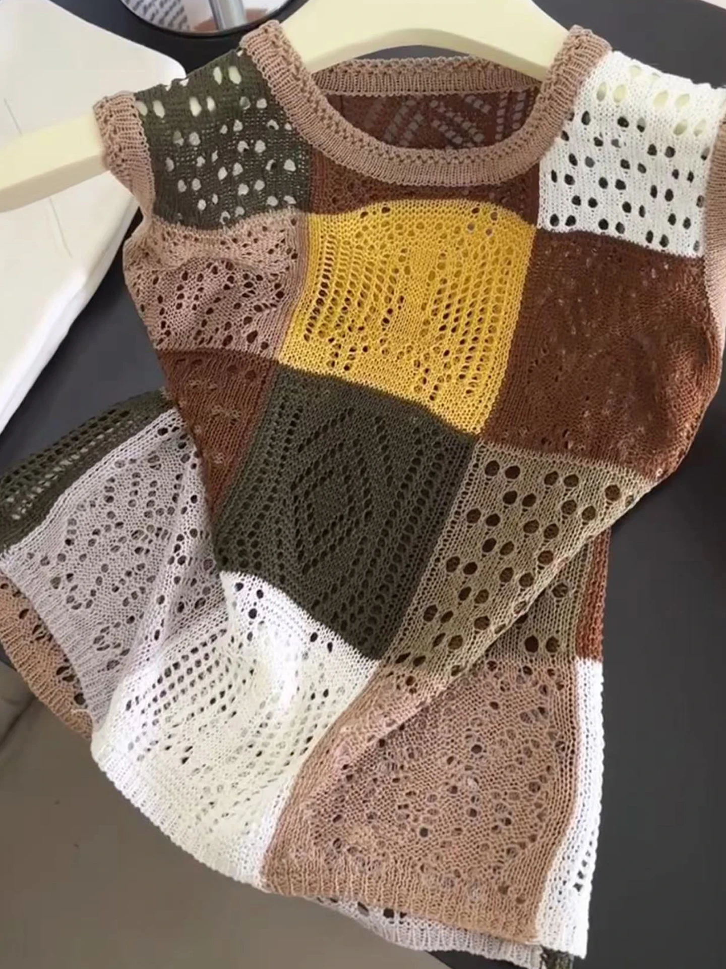 الرجعية كسول Sle الجوف خارج اللون Blo سترة Faionable الصيف Svel محبوك أعلى العلوي الكورية فضفاضة تناسب ملابس الأمومة #2