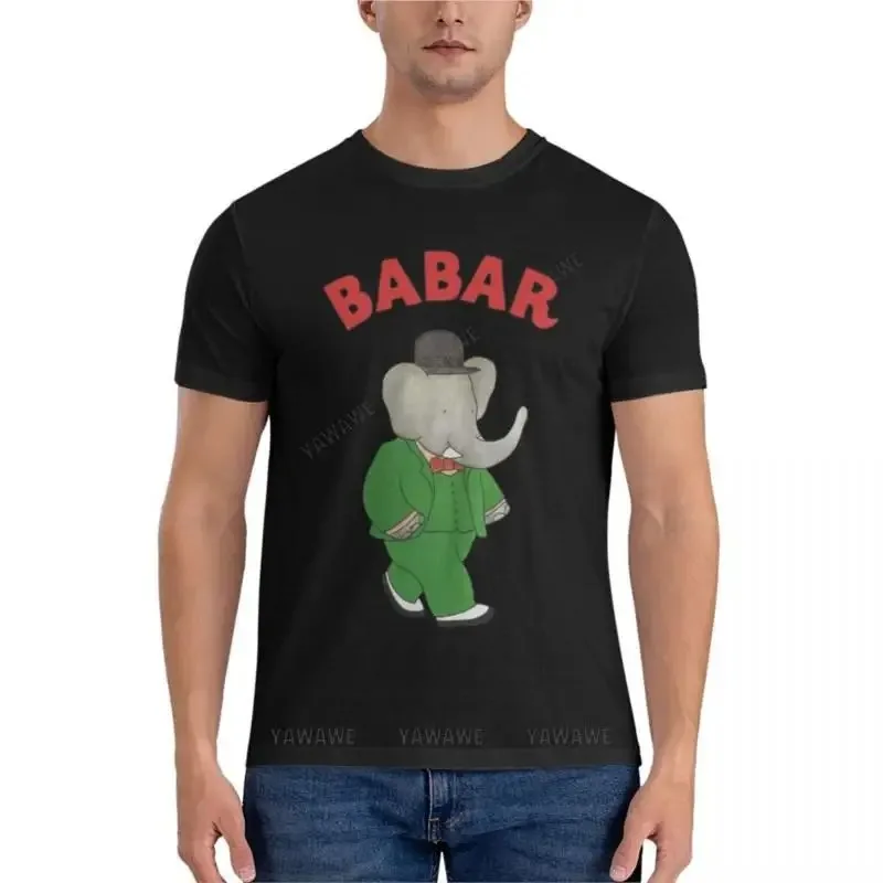 T-shirts en coton pour hommes, T-shirt Babar l'éléphant, T-shirt essentiel, T-shirts d'été pour hommes