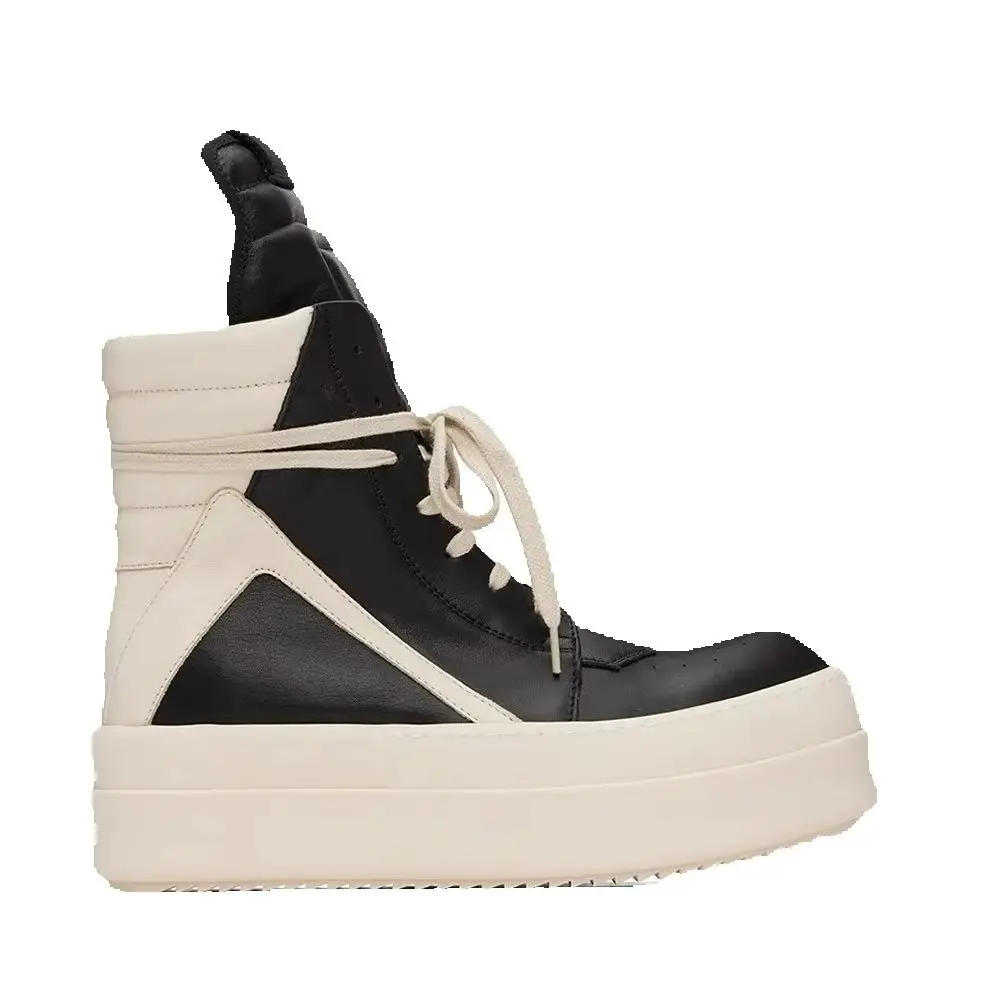 5cm Platform Thick Sole Full Grain Cowhide Leather  ROCK High Street Zipper Quality GEO-BASKET BOOTS - view 2