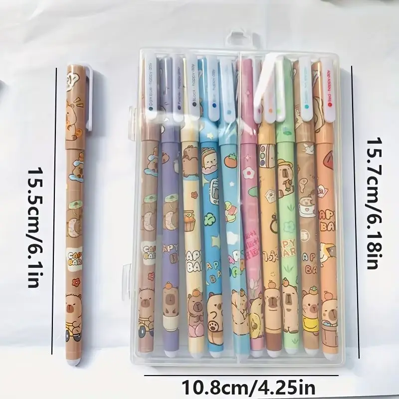 Capibala 10pcs/Set Gel Pen Capybara Cartoon Color Pen 0.5mm Ten Colors Diy Hand Held Pen Students' Learning Painting Mark
