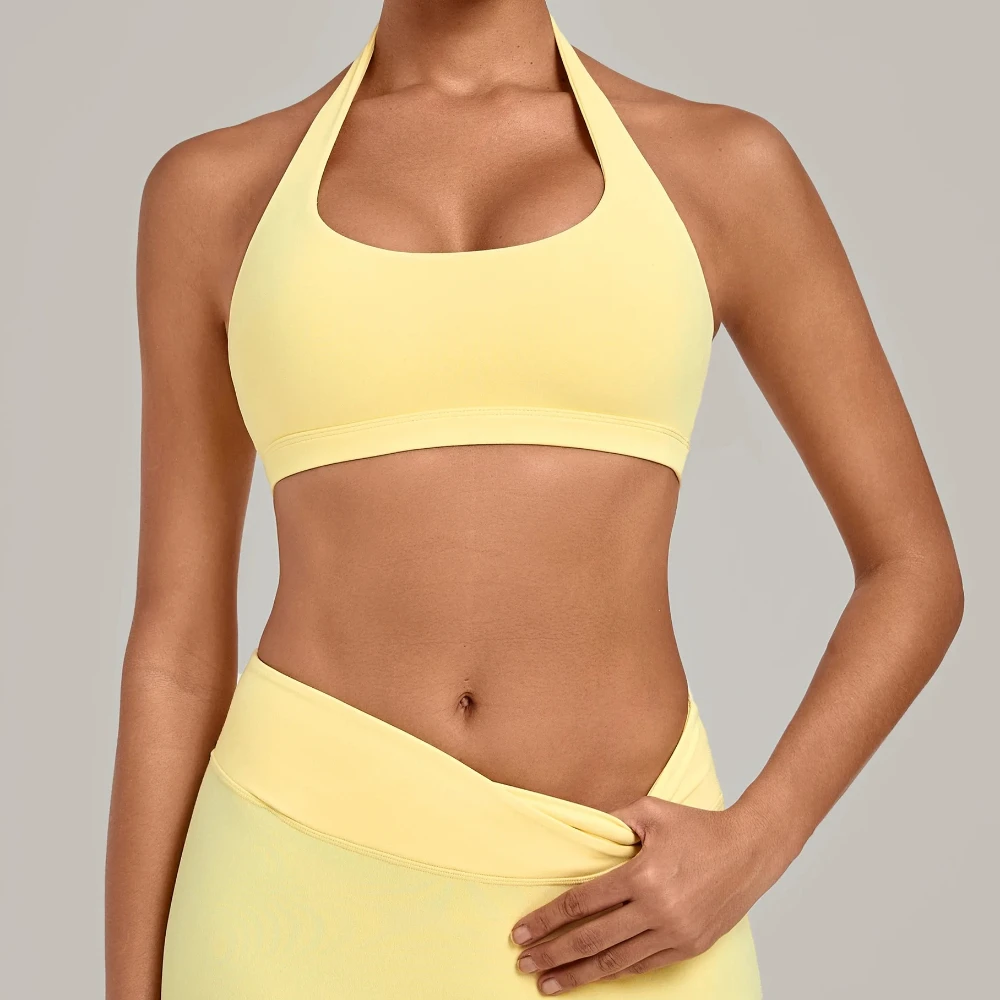 Sexy Backless Hanging Neck Sports Bra Women Padding Gym Push Up Tight Slimming Yoga Bra Outdoor Workout Running Sportswear