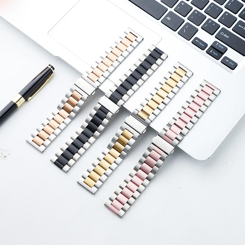 Ремешок из нержавеющей стали 20 мм 22 мм для Amazfit GTS/4/2/2e/3/GTS2 Mini/GTR 47 мм/GTR 4 3 2 Pro Металлический браслет для часов bip 3 3Pro 5 Ремешок