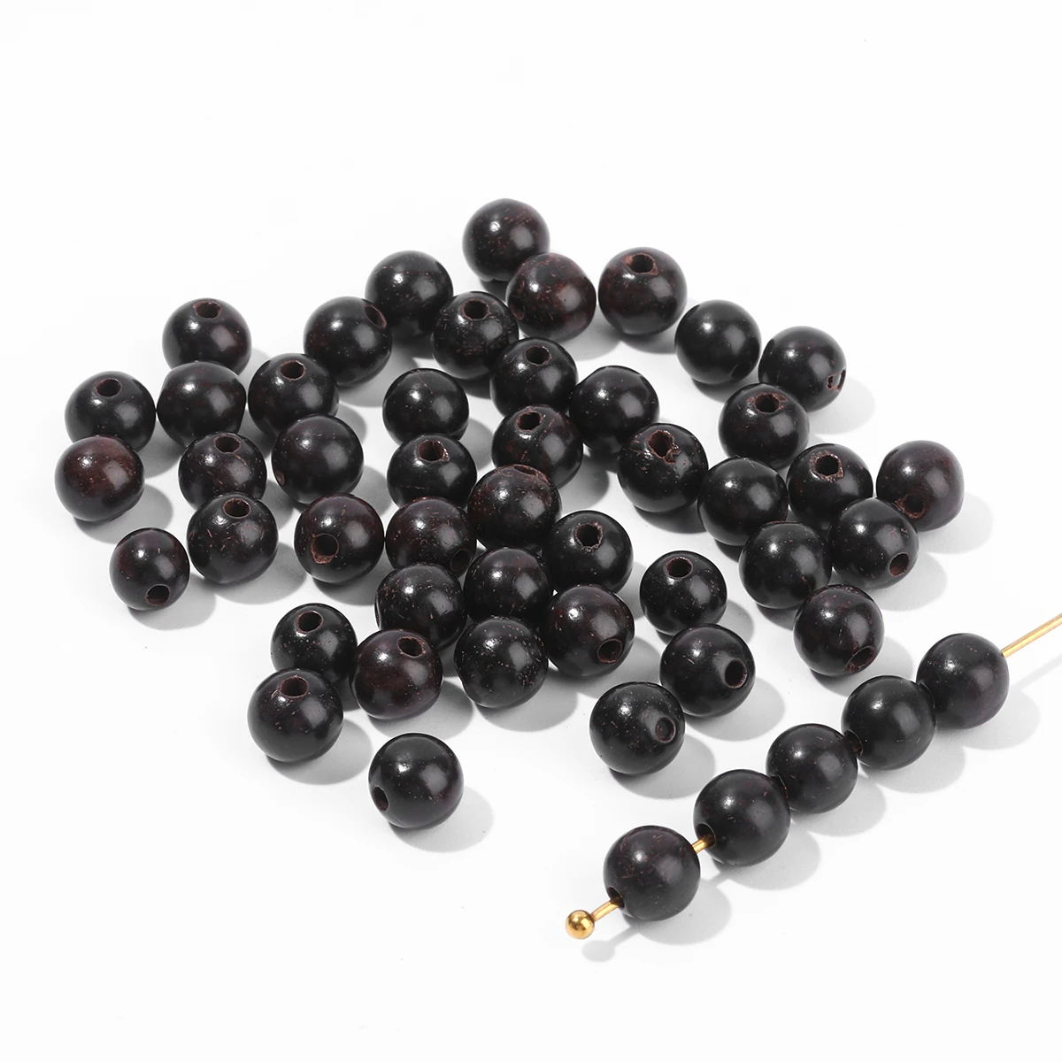 50 Pcs/lot Natural Wooden Bead Black Sandalwood Ebony Beads 6 8 10 12 15mm For Jewelry Making Diy Necklace Bracelet Accessory