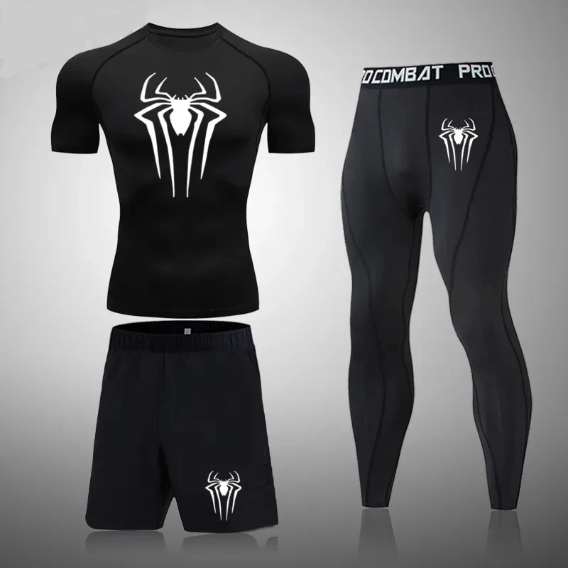 

Men Compression Workout Set 3 PCS Workout Clothes Outfit Fitness Apparel Gym Outdoor Running Clothes for Gym