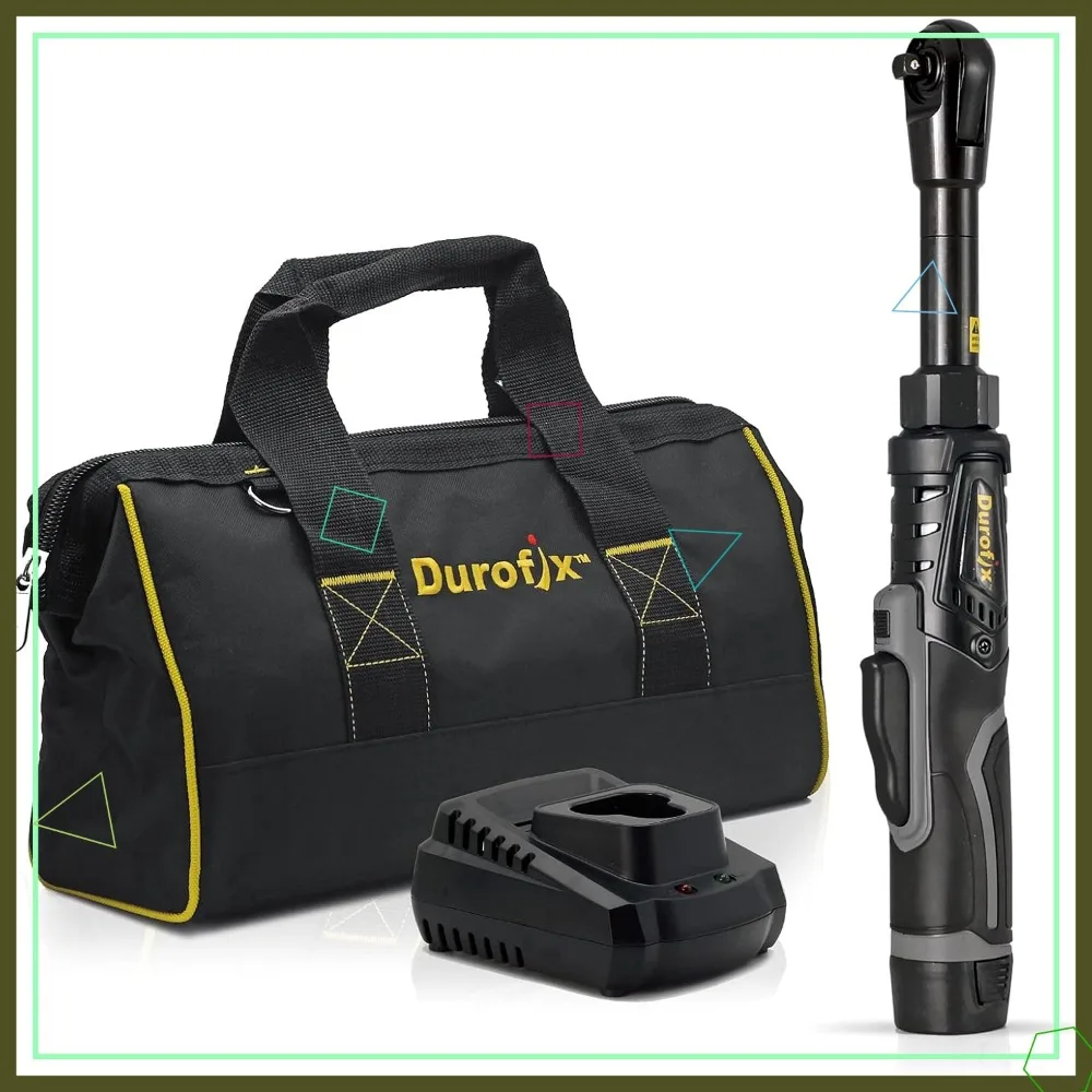 طقم مفاتيح ربط بسقاطة ممتدة 12 فولت 3/8 بوصة مع عزم دوران 60 قدم رطل وإضاءة LED وحقيبة قماش