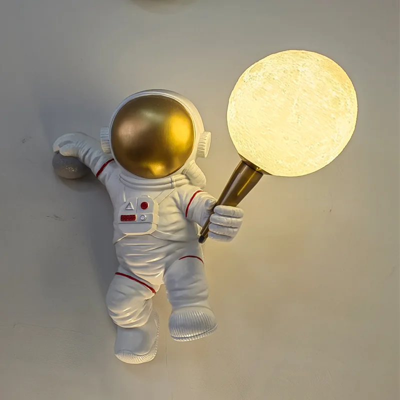 

Nordic LED Astronaut Moon Wall Lamp for Children's Room Kitchen Dining Room Bedroom Study Indoor Sconce Decor Lighting Fixture