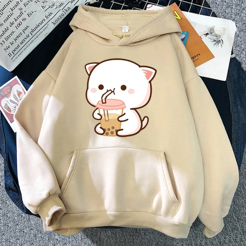 Kawaii Buu Dudu พิมพ์ลายการ์ตูนฤดูหนาวเสื้อผ้าผู้หญิงฮาราจูกุแขนยาว hoodie ลำลอง Y2k เสื้อกันหนาวชุดวอร์มผู้ชาย