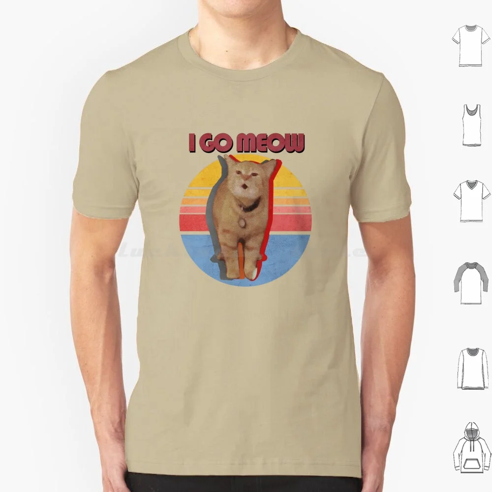 I Go Meow-Cat Meme Vintage T Shirt Big Size 100% Cotton Cat Meow Funny Music Kitty Kitten Cat Lover Viral Gatto Animal Idea