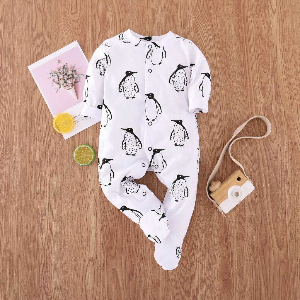 Baby Boy Girl Rompers Long Sleeve Cotton Cute Animal Printing Newborn Baby Boy Girl Clothes Jumpsuit Toddler Infant