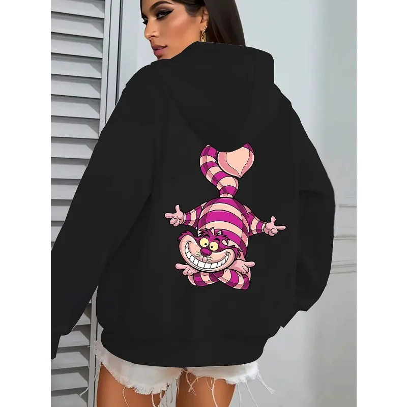 Disney Alice "Patroon Art Gedrukt Rits Hoodie Herfst/Winter Nieuwe Heren en Dames Casual Mode Street Wear