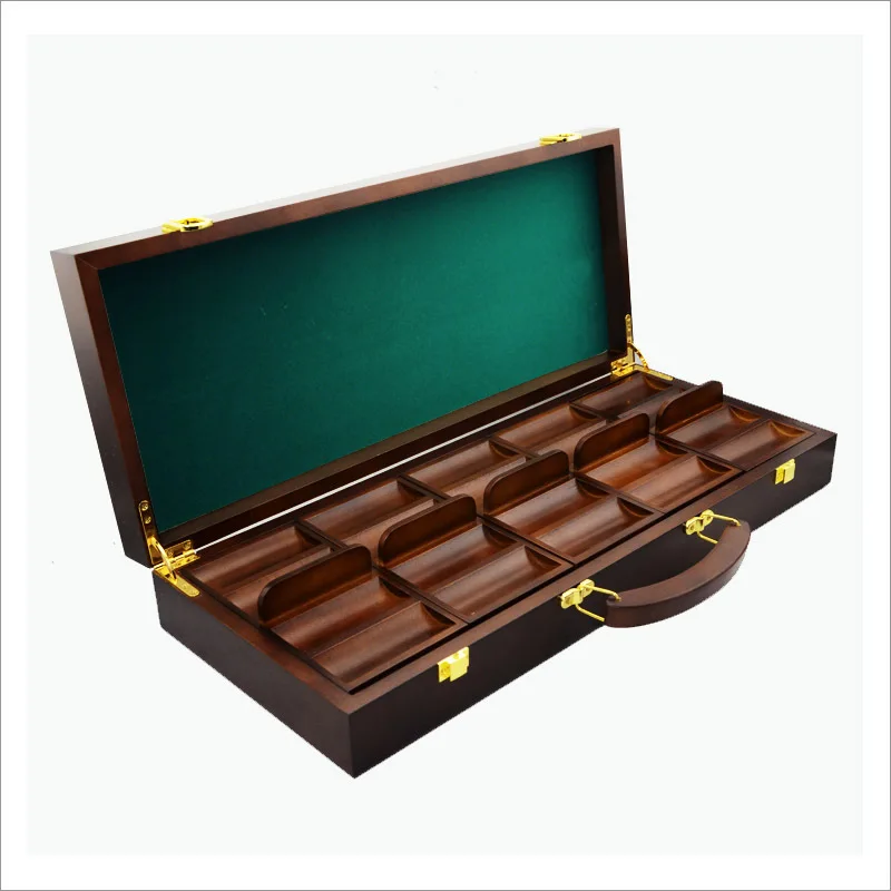 Caja de fichas de madera 2024, caja de madera de fichas Texas Hold'em, caja de fichas de madera maciza para club de alta gama adecuada para fichas de 4cm de diámetro