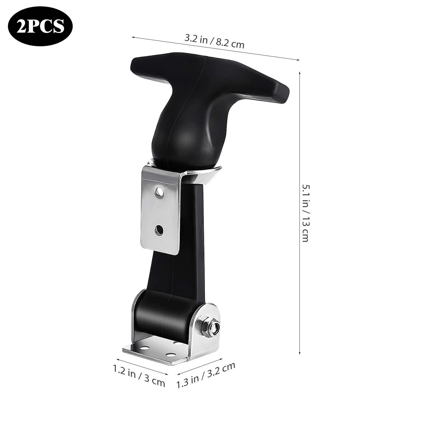 2 قطعة المزالج المرنة المطاط الفولاذ المقاوم للصدأ امتصاص الصدمات T-مقبض غلق بمشبك لصندوق الأدوات سيارة هود شاحنة المطاط مزلاج #4