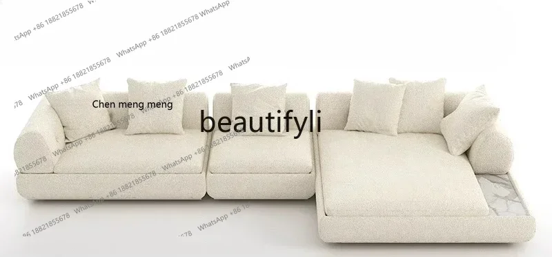 z183   Italian minimalist new moon sofa modern simple fabric size flat living room straight row light luxury module combination