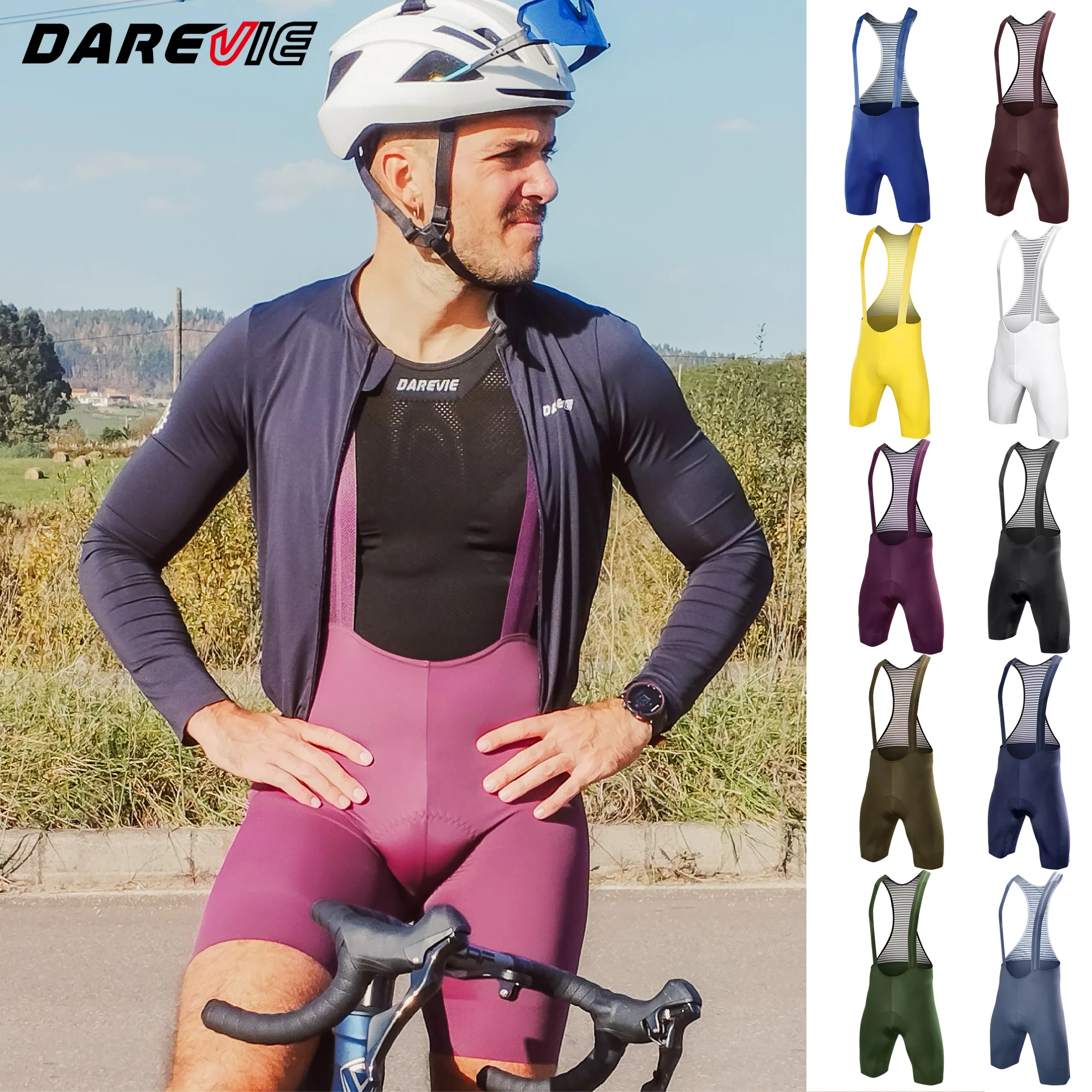 DAREVIE Herren Radfahren Bretelle Seamless 2.0 PRO Level Herren Damen Radlerhose Herren Radsport Trägerhose Herren Radlerhose