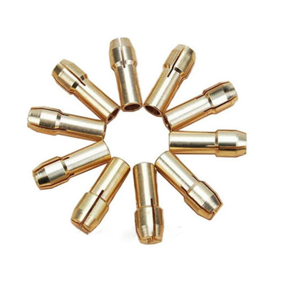 10pcs Brass Electric Grinder Chuck 0.5-3.2mm Compatible With Most Rotating Tool For Hardware Hobby Family Power Tool Accessories