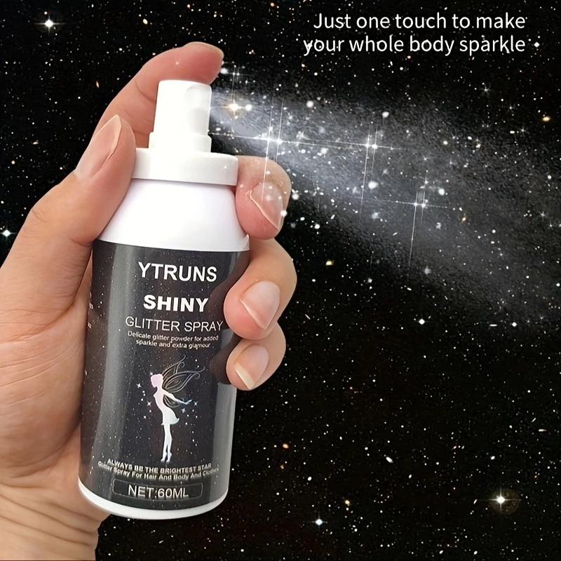 Błyszczący rozświetlacz w sprayu - 60ml, wysoki połysk, efekt shimmer na usta, oczy, twarz i włosy, idealny na imprezy, podkreślający makijaż.