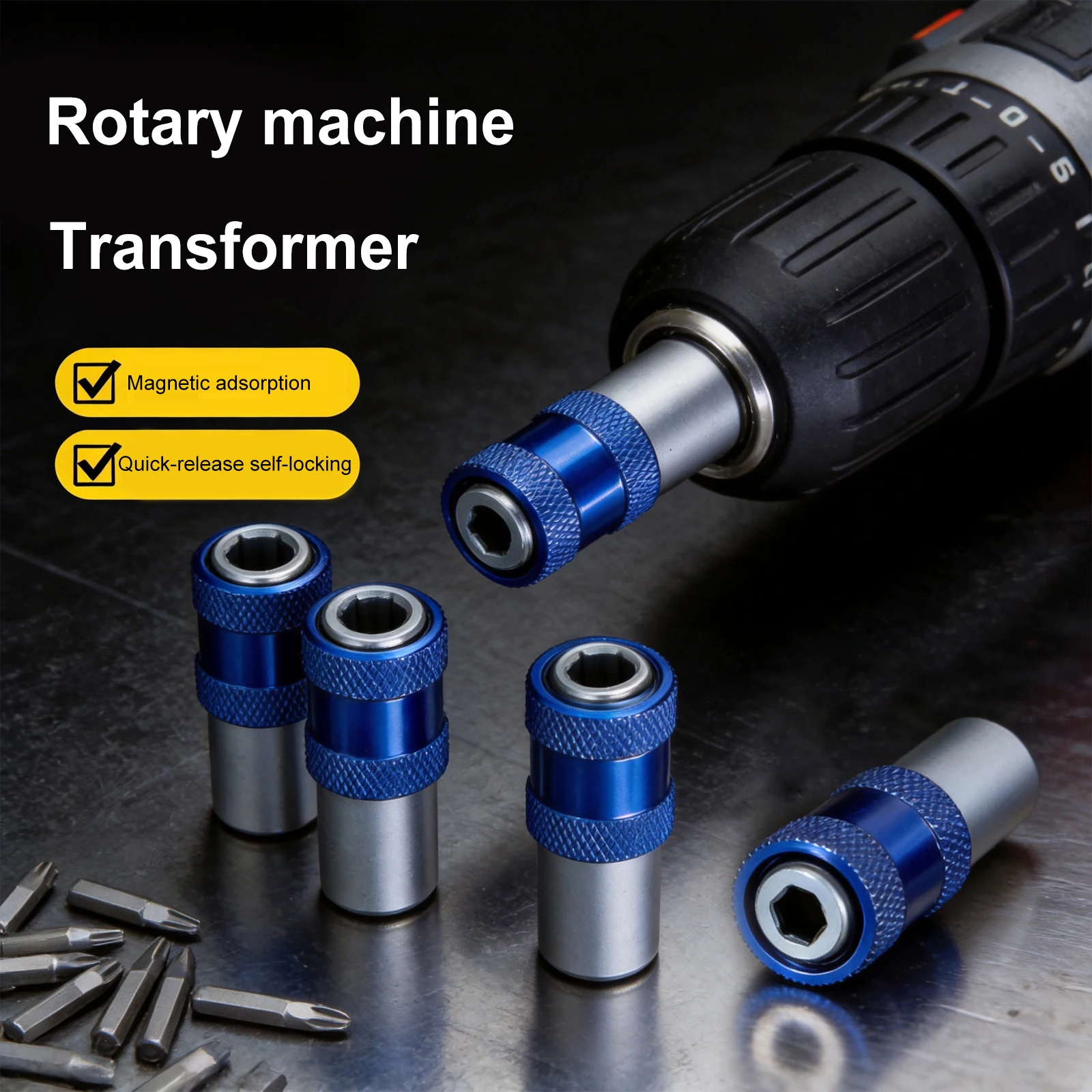Quick Change 10mm to 1/4-Inch Hex Shank 6.35mm Clamping Capacity Keyless Drill Chuck Screwdriver to Drill Converter Conversion