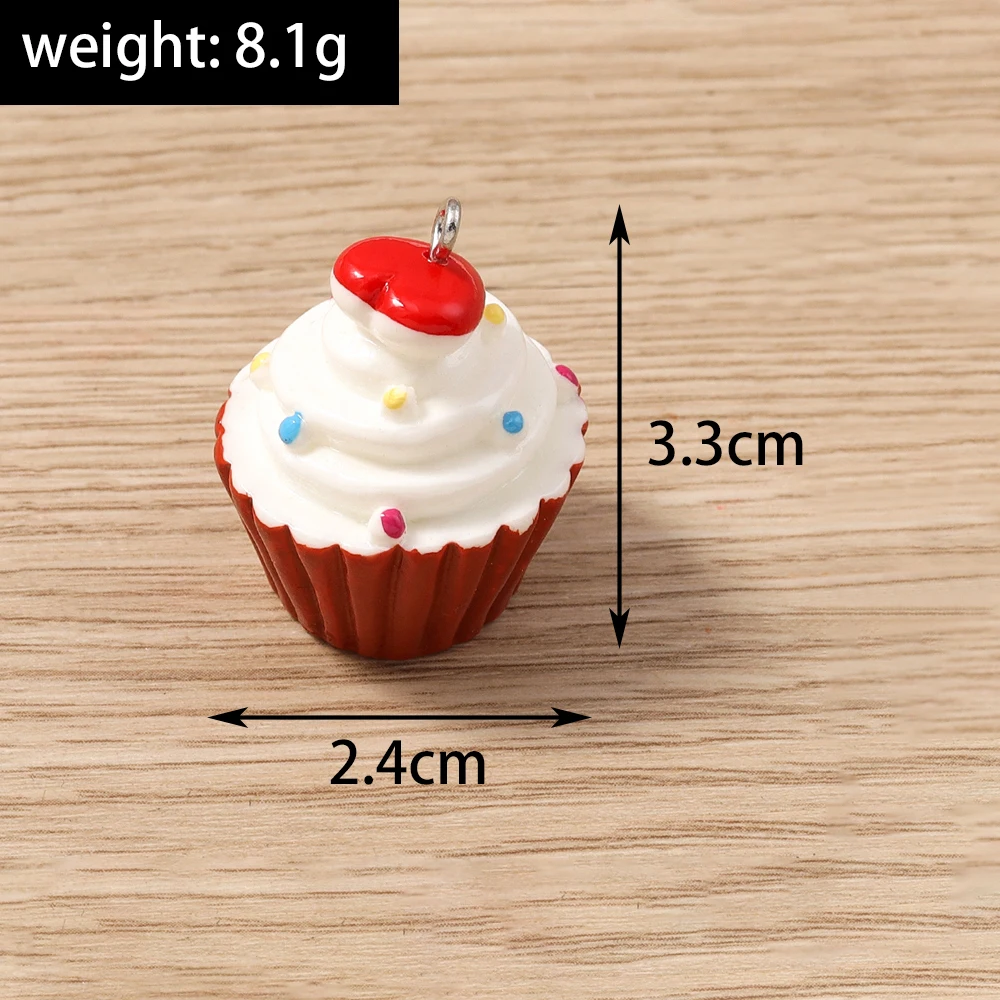 Tusember 5 stücke Nette Simulation Eis Harz 3D Tasse Kuchen Charms Für DIY Ohrring Schlüsselbund Handgemachte Schmuck Machen Versorgung – Detail 1