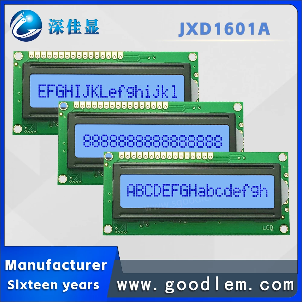 Industrial grade 16X1 row Character type lcd screen display JXD1601A STN Gray Positive lattice display module With backlight