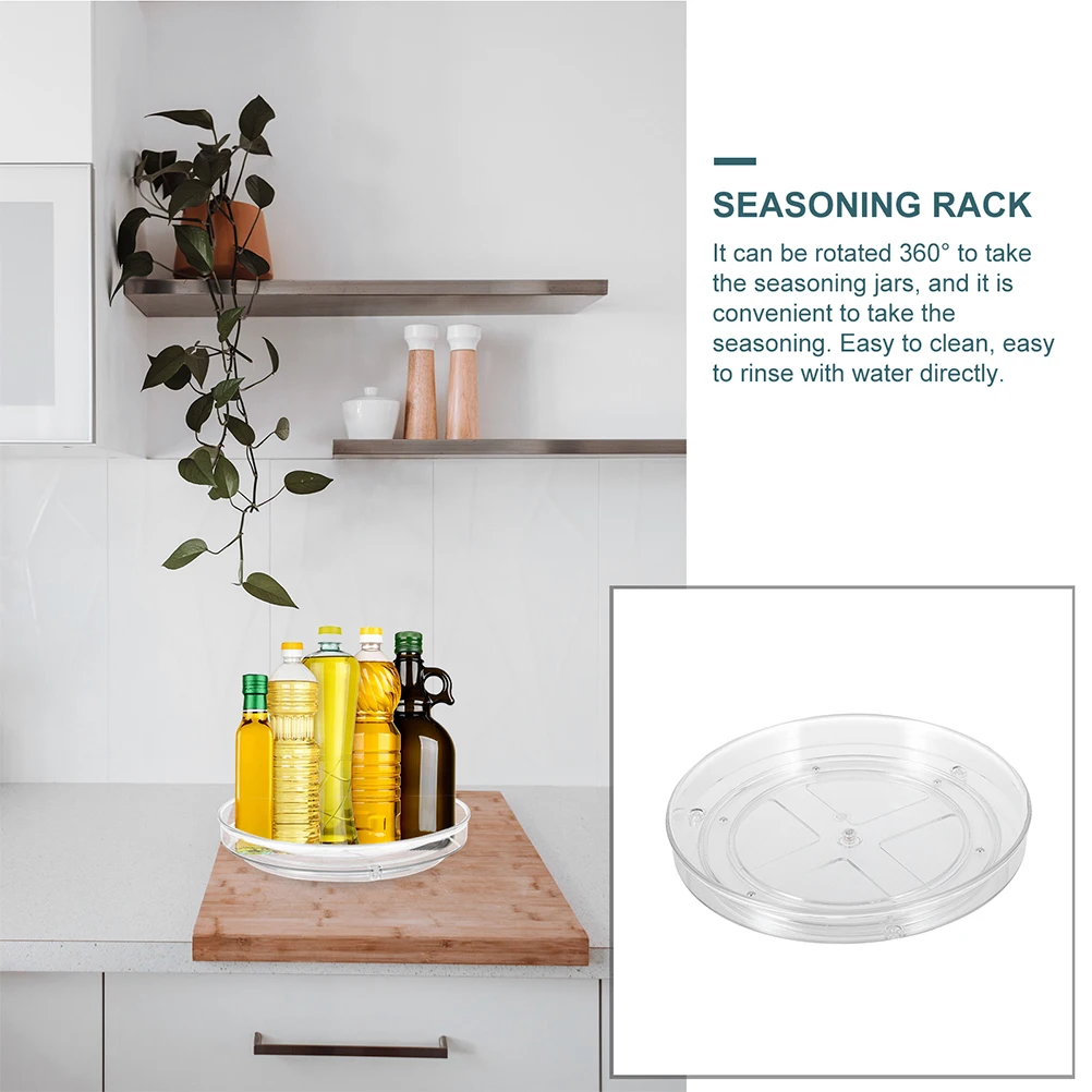 

Adjustable 360 Degree Rotating Turntable Organizer Kitchen Cabinet Spice Rack Condiment Holder Storage Tray Seasoning Rack For