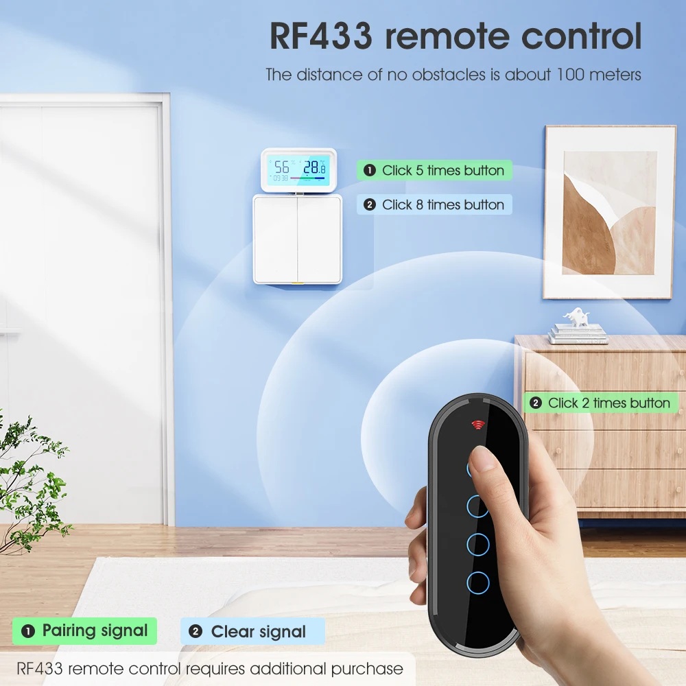 Tuya Smart Switch EU Wall Light Button Switch 110-250v WIFI RF433 TypeC Neutral Wire Timing Voice App Alexa, Google Home