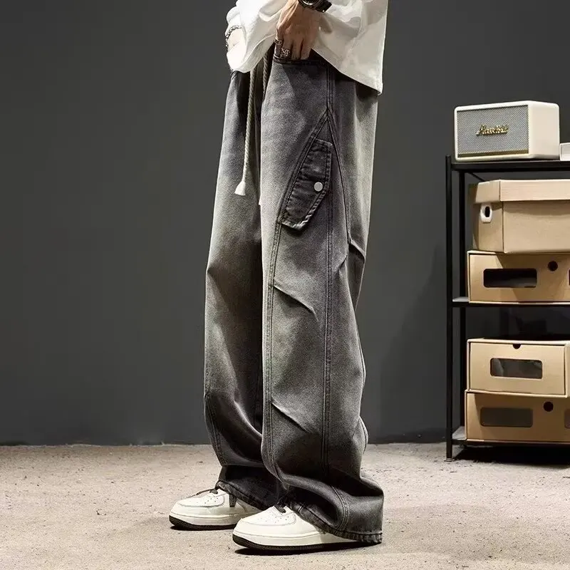 

Casual Straight Leg Men's Workwear Jeans Spring Autumn High Street Style Comfortable Loose Fit Teenager Fashion Design Jeans