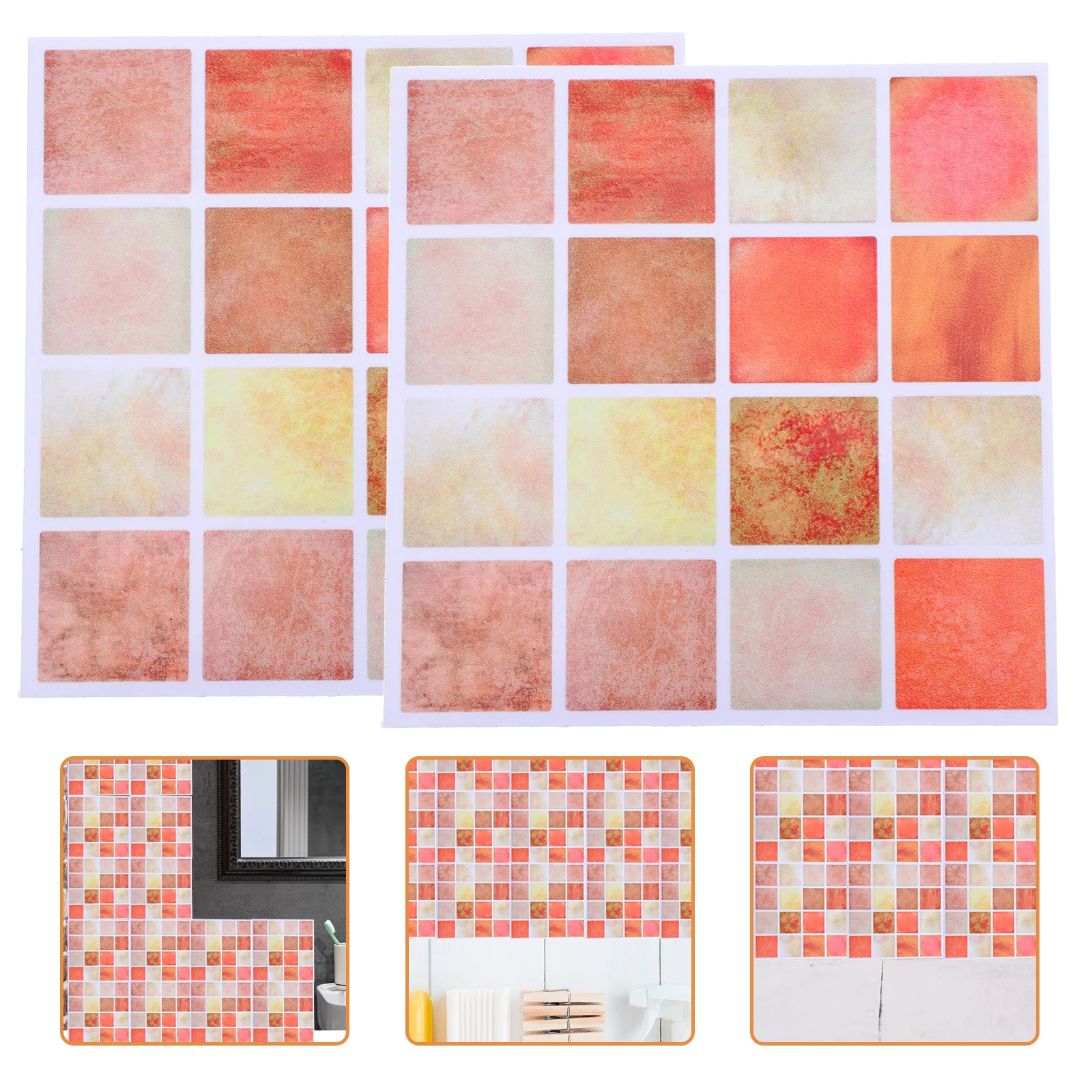 

30 PCS Waterproof Wall Stickers Mosaic Peel and Backsplash Bathroom Tile Tiles Self Adhesive Wallpaper