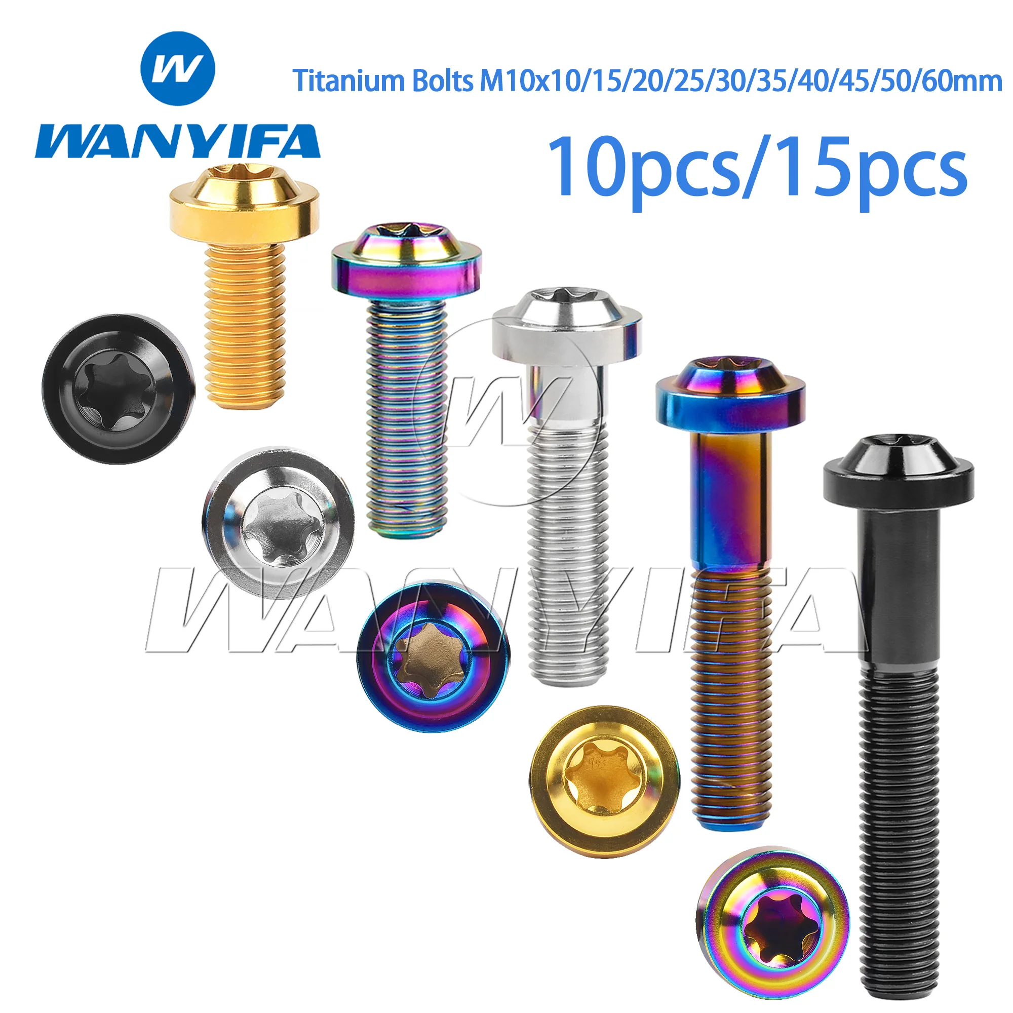 

Wanyifa Titanium Bolts M10x10-60mm 1.25/1.5mm Pitch Butterfly Head 18 Heads for Motorcycle, Car Accessories 10/15pcs