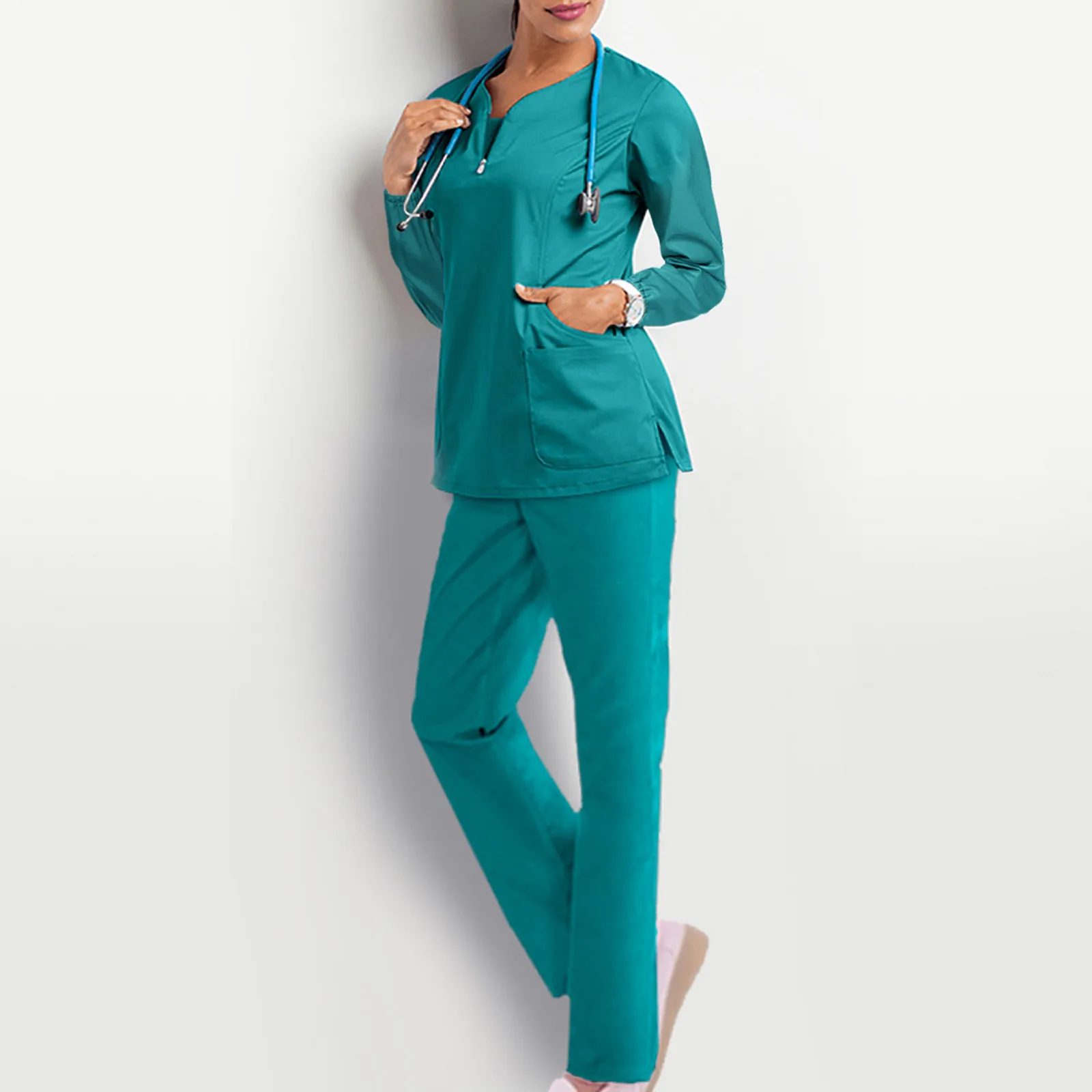 Médico Scrubs Set para Mulheres, Médico Médico Uniformes, Salão de beleza Workwear, Farmácia Roupas, Hospital, Clínica Odontológica, Pet Macacão