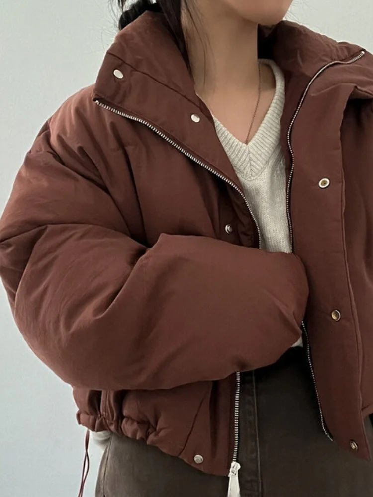 Chaqueta de Plumón para Mujer, Abrigo de Invierno ueso y Cálido, Estilo Hoado, Chaqueta Corta, Escena Urbana Escolar, Via...