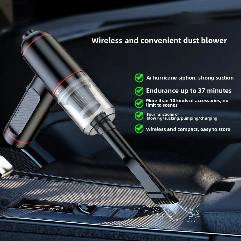 4 in 1 Integrated ดูดและเป่าสูญญากาศเครื่องดูดฝุ่น LED Light USB ชาร์จเครื่องดูดฝุ่นรถยนต์ในครัวเรือน