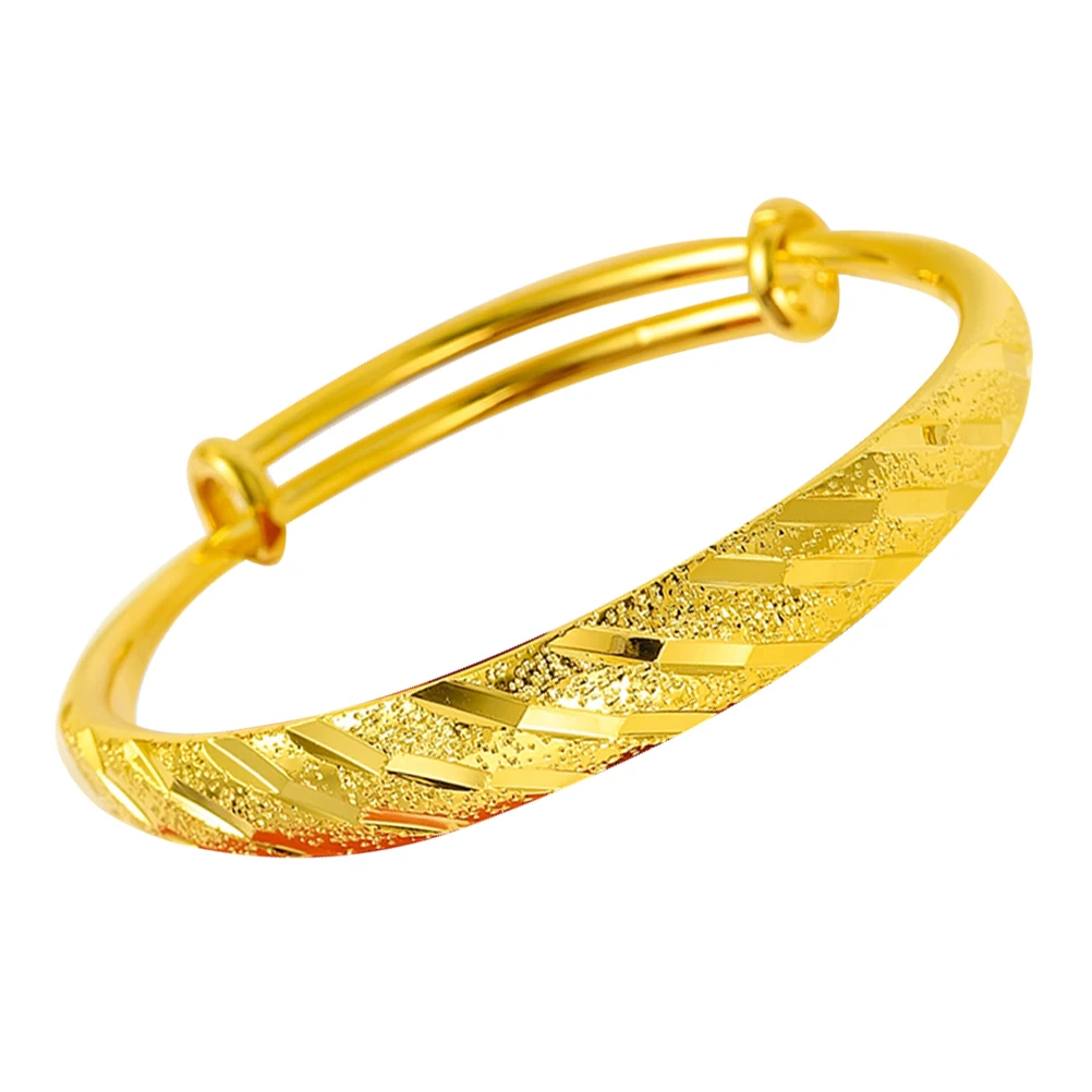 

Sand Gold Bracelet Simple Fashion Bangle Golden Women Sterling Silver Thickening