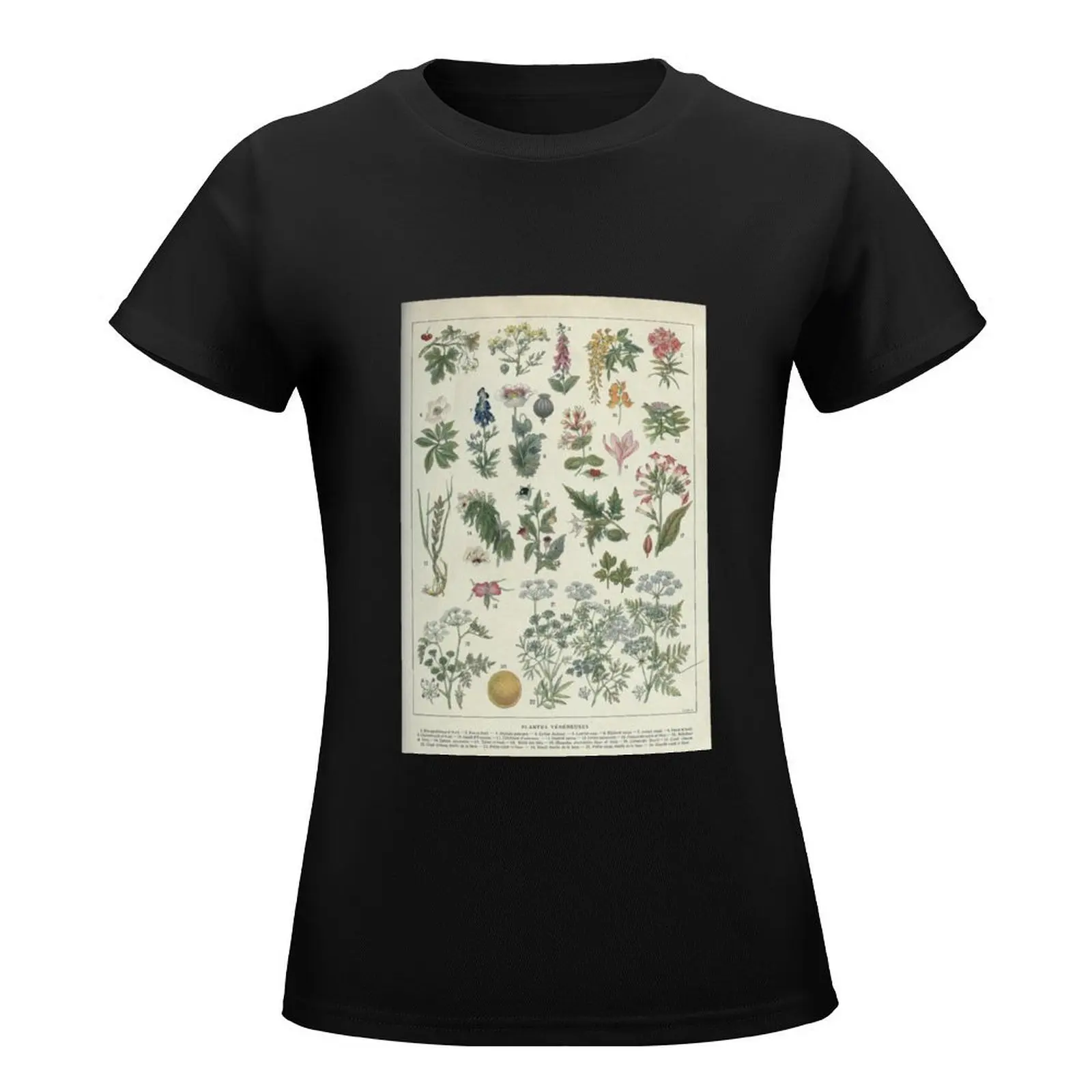 Poisonous plants, Plantes vénéneuses, Botanical illustration T-Shirt customs funnys Woman fashion