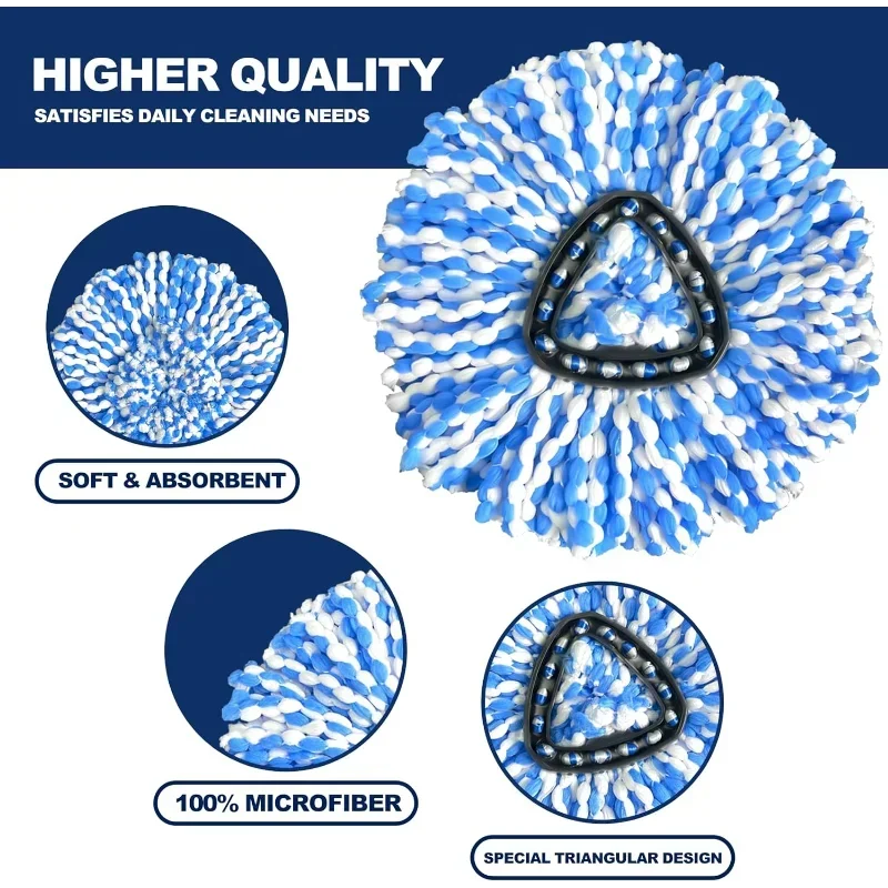 Mop obrotowy wymienna głowica, zamiennik głowica mopa kompatybilny z systemem Ocedar RinseClean 2-Tank, z mikrofibry, można prać w pralce