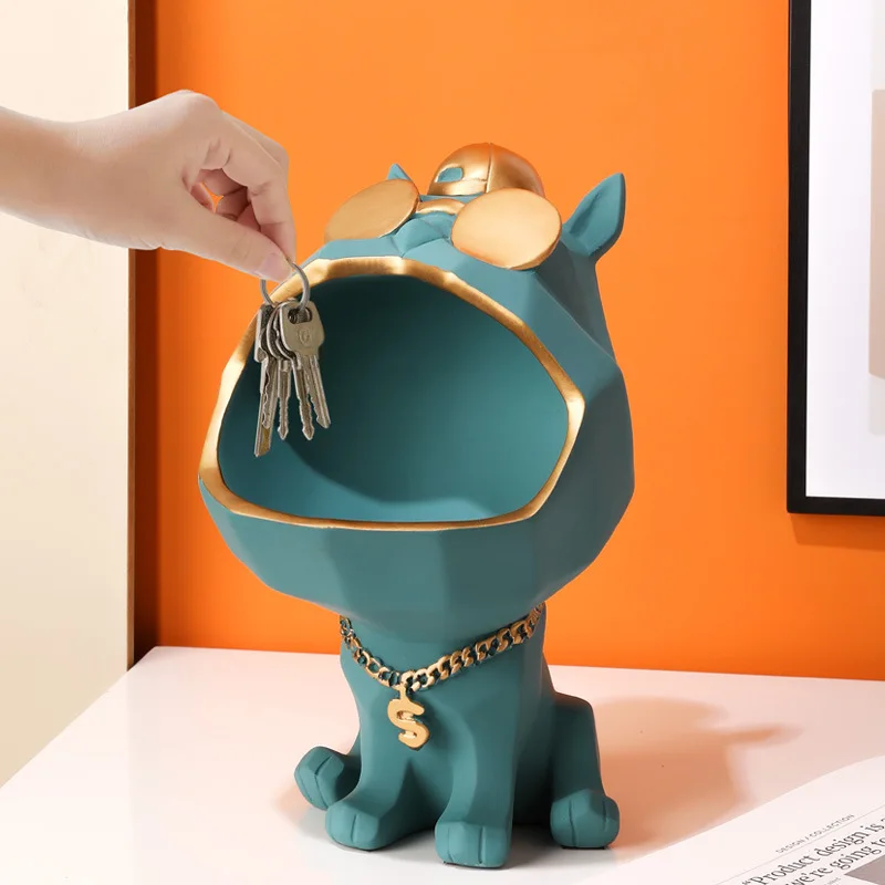 

Nordic Resin Figurine Art Statue Decoration Living Room Home Decor Rich Dog Living Room Entrance Key Tray Modern Artwork