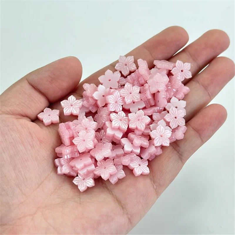 50Pcs/Lot New Acetic Acid 12MM Imitation Shell Sakura Flower Beads Petals Charm Connectors Diy Hair Jewelry Making Accessories